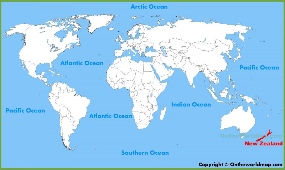 новото местоположение Зеландия върху картата на света