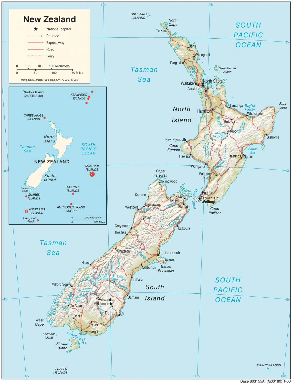 Нова Зеландия карта HD