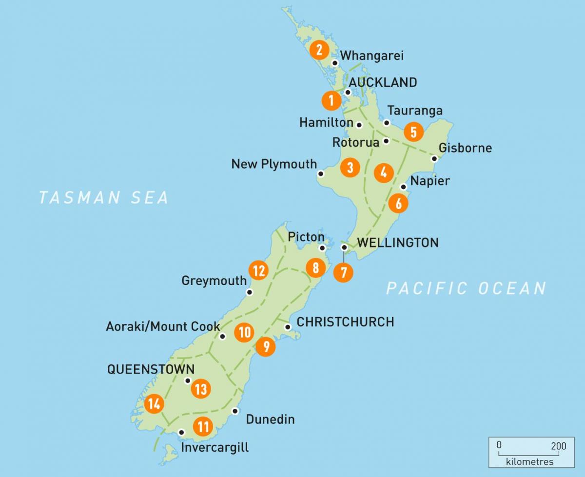 Оукланд в Нова Зеландия картата