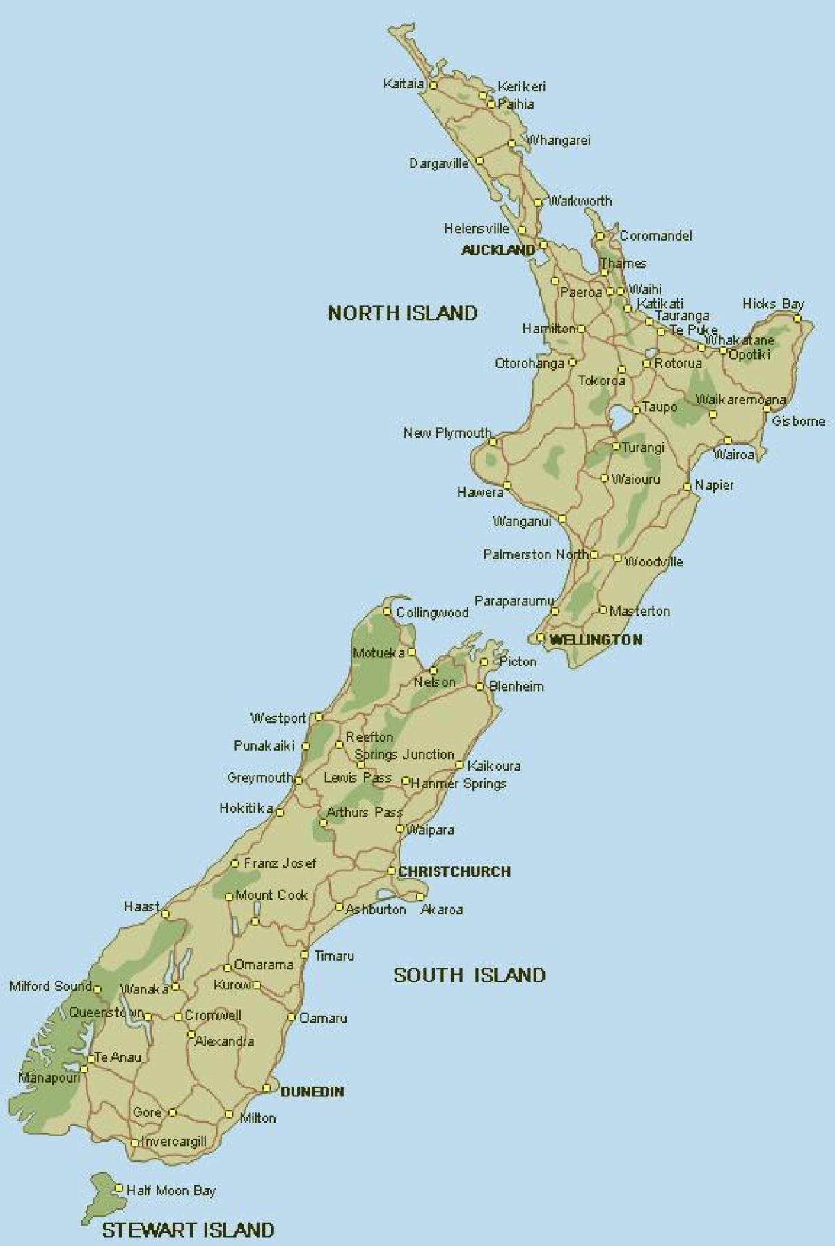 Нова Зеландия подробна карта