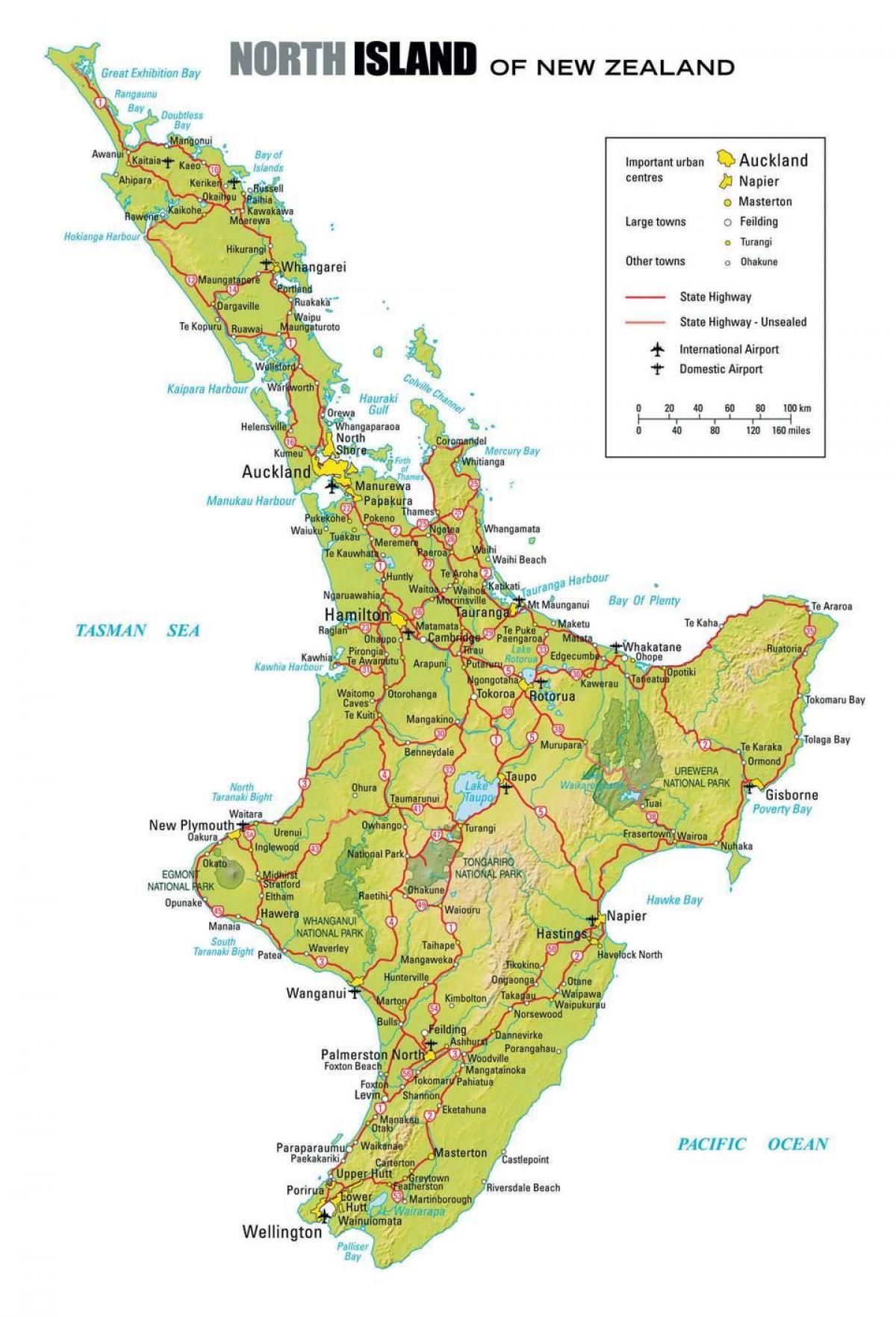 карта на северната част на Нова Зеландия