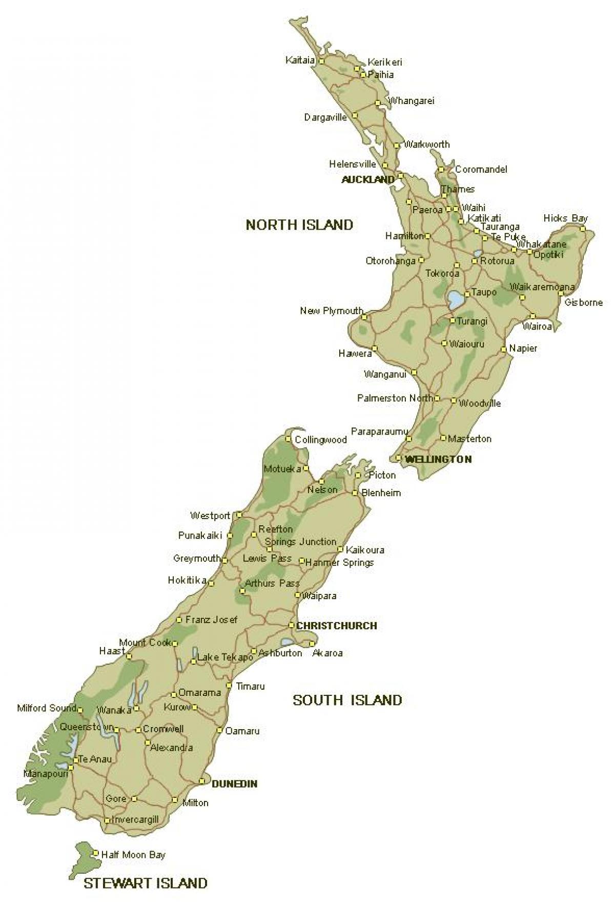 Карта подробна Нова Зеландия