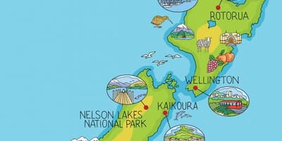 Нова Зеландия карта, карикатура