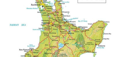 Карта на северната част на Нова Зеландия