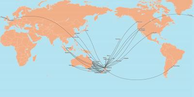 Въздух, Нова Зеландия карта на маршрута на международната